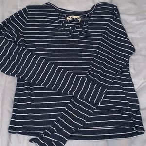 navy blue & white stripped long sleeve